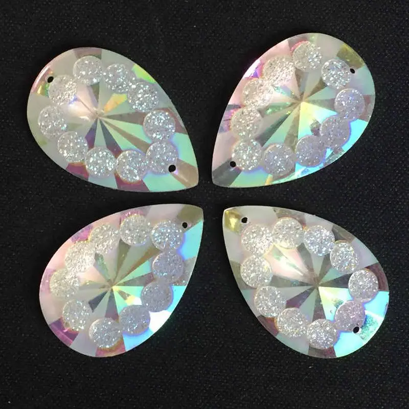 

12pcs 20*30mm Tear drop Rhinestones Flat Back Resin Gems Crystal Stones Sewing on Beads for DIY Clothes Crafts -HB29