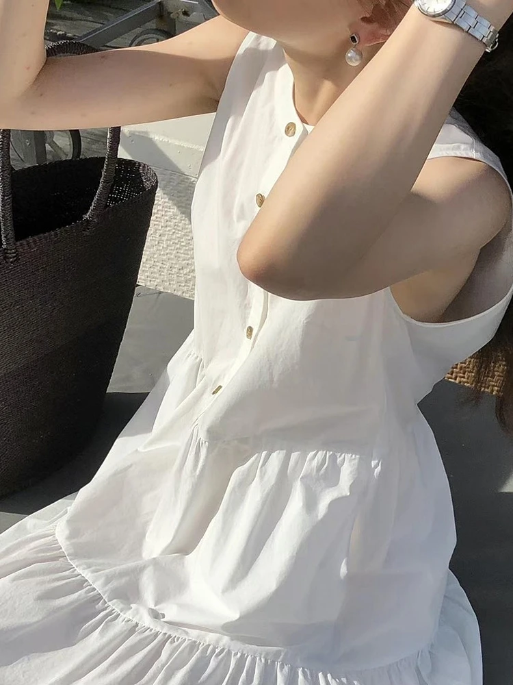 Лето 2023 новинка Южная Корея Dongdaemun Ounce жилет без рукавов с круглым вырезом и