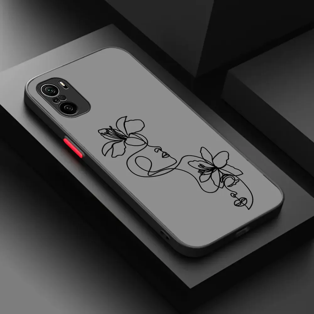 Line Art Sketch Flower Girl Matte Phone Case For OPPO REALME 11 NARZO 60X 30 50 60 50A 50I 20 30A 2T 2 PRO PLUS PREME 5G
