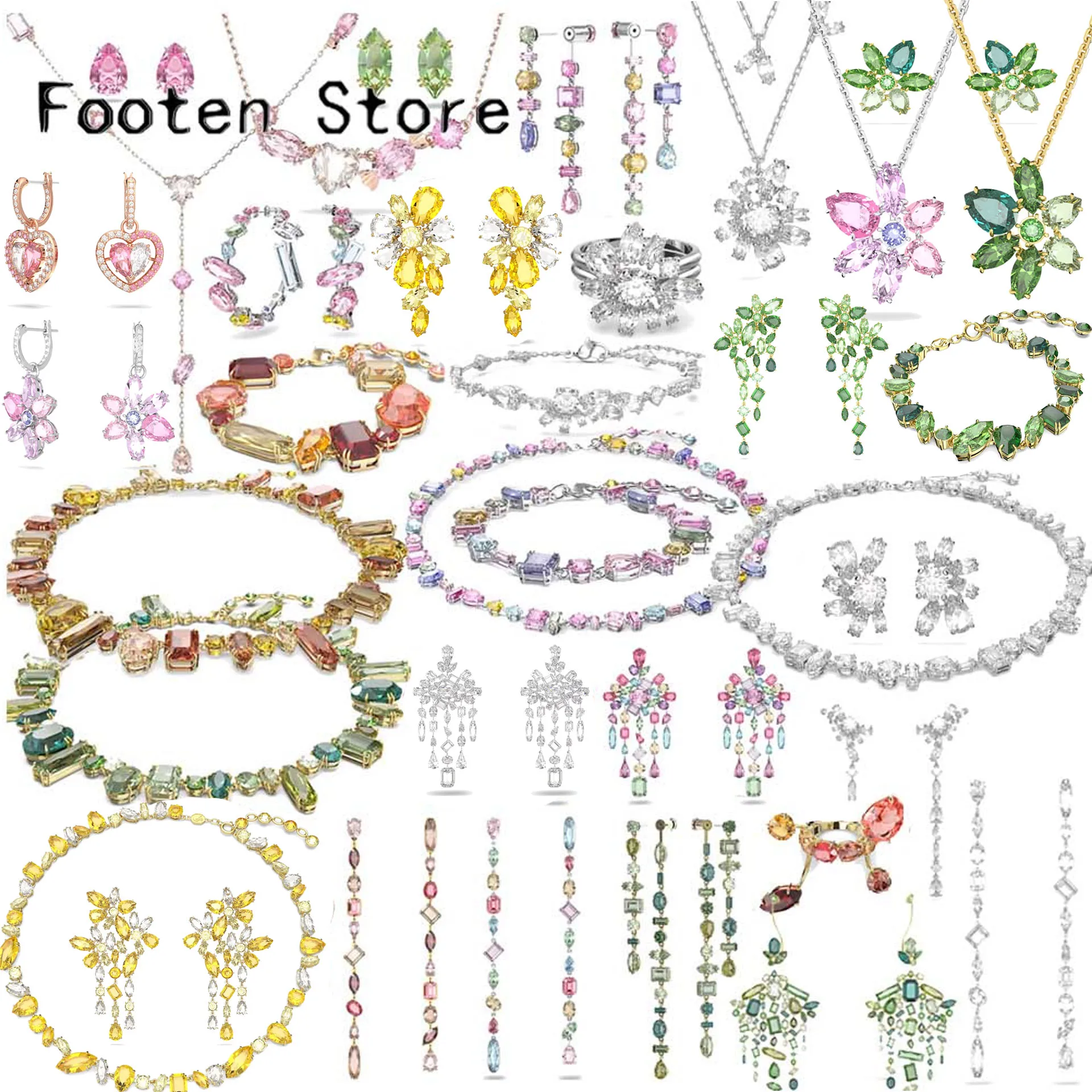 Swa 2023 Original Fine Jewelry Sets Charms GEMA Crystal Candy Heart Earring Necklace Bracelet Rings Romantic Gifts for Women