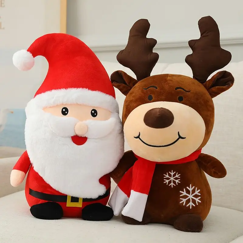 

40cm Santa Claus Elk Christmas Plush Doll Kawaii Cartoon Soft Stuffed Toy for Kids Girls Boy Christmas Gifts Home Decorations