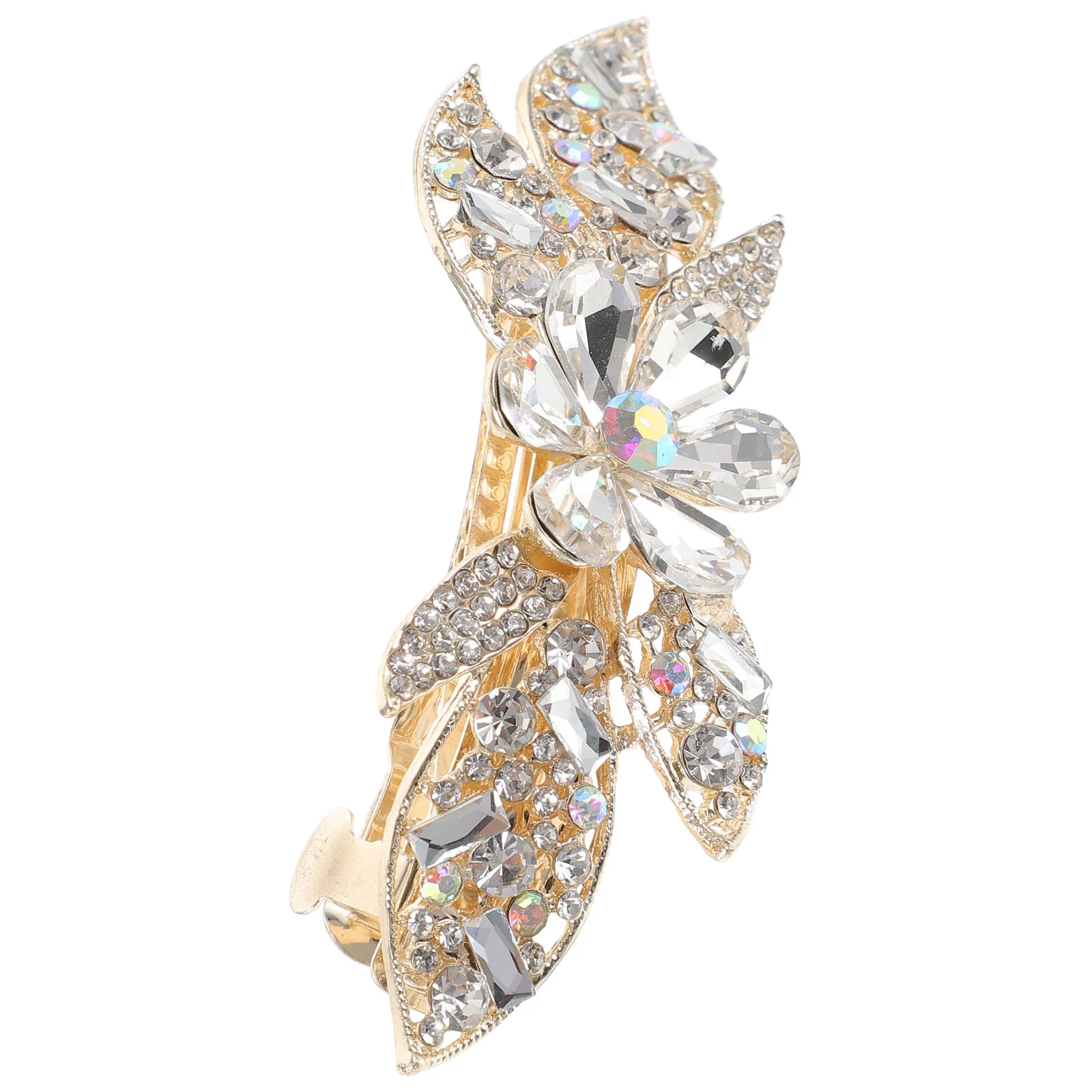 

Rhinestone Hair Clip Metal Floral Hairclips Decorative Roller Women Issue Card Girl