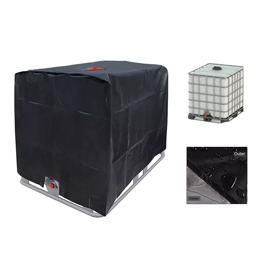 

Black IBC 210D waterproof dust cover rainwater tank Oxford cloth UV protection cover garden box cover protective cover