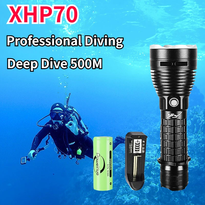

XHP70 Professional Diving Flashlight IPX8 Underwater Lamp High Power LED Flashlights Powerful Scuba Diving Torch Lantern