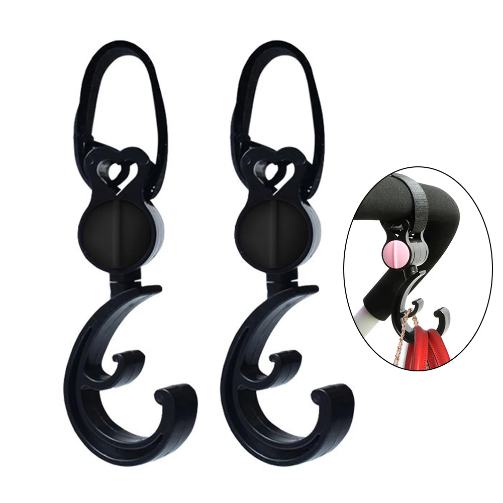 

2 Pcs Kids Bike Trailer Hooks Baby Stroller Hook Bicycle Helmet Holder 360 Degrees Rotatabe Hook For Baby Stroller Bars
