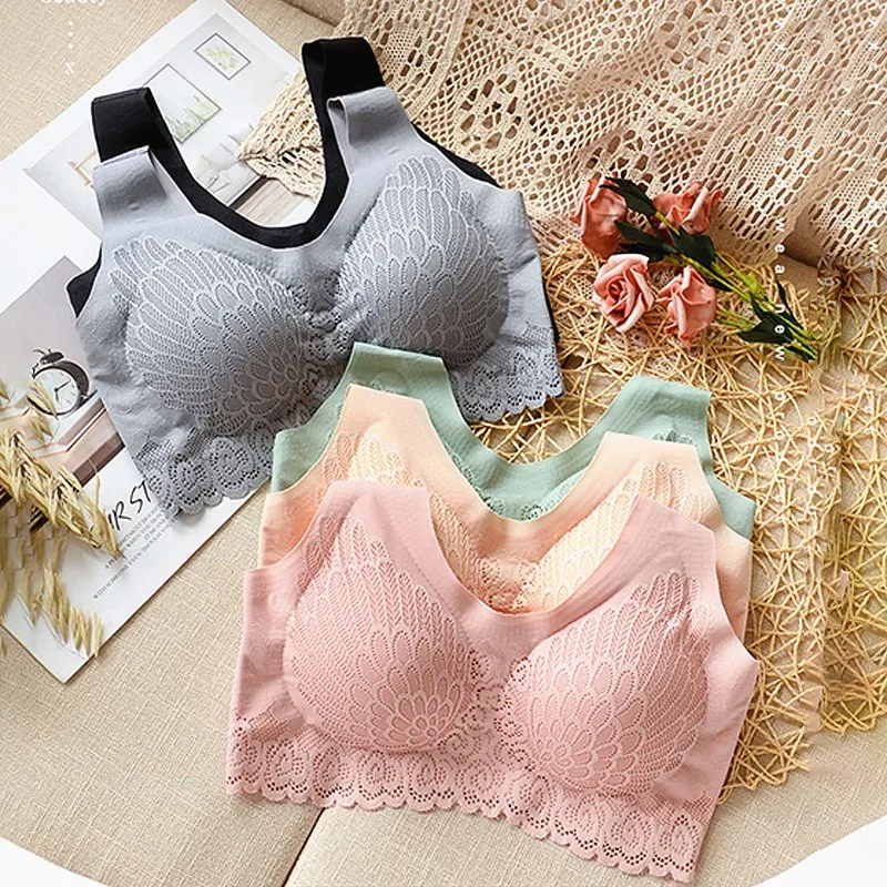 

2021 Fashion Women 5D Wireless Contour Bra Sports Bra Yoga Top New Lace Breathable Underwear Seamless Stretchy Sports Bra