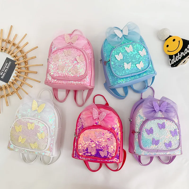 

Kids Backpacks Butterfly Baby Kindergarten Backpack Bling Princess Bags For Girls Schoolbag Toddler Shoulders Bag Children Gift