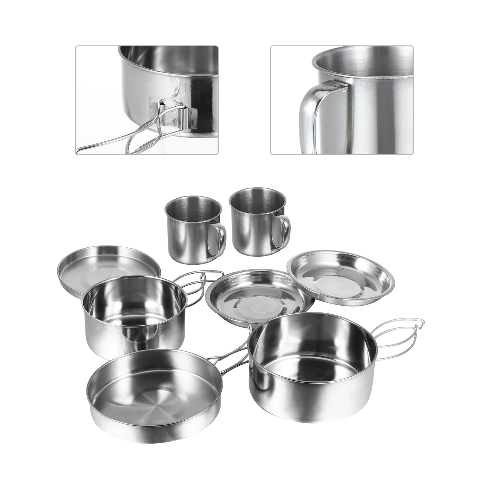 

8 Pcs Camping Cutlery Pot Cookware Kits Equipment Cooking Pots Stainless Travel