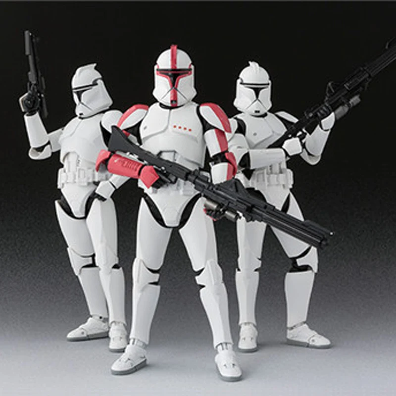 

15-18cm Star Wars Action Figure Attack of The Clone Trooper Red Empire White Soldier Black Storm Soldier Pvc Model Figurine Gift