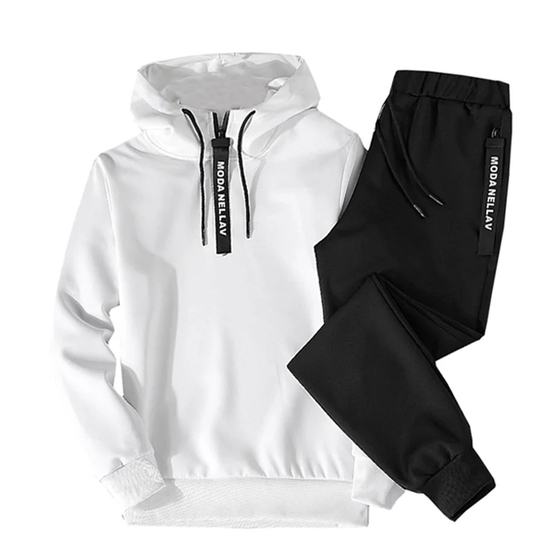 Men Casual Set Hooded Suits for Men  New Men's Sportswear Hoodies+Pants 2PCS Sets Solid Hip Hop Street Loose Cotton Tracksuits