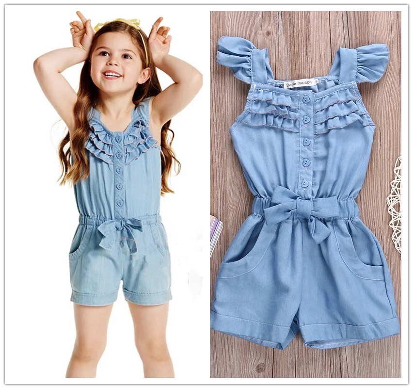 

Джинсовый комбинезон для девочек, Модный облегающий комбинезон с умываемыми штанинами, джинсовый комбинезон, повседневные синие летние брюки