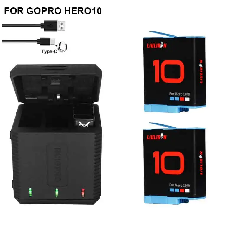 Светильник устройство для GoPro Hero 10 2100 мАч 3 слота карт |