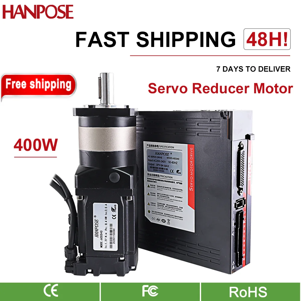Серводвигатель переменного тока HANPOSE с комплектом привода 220 В, 2,5 А, 1,3 Нм, 60SS40-HG10-1, высокоточный планетарный редуктор, серводвигатель коробки передач 400 Вт