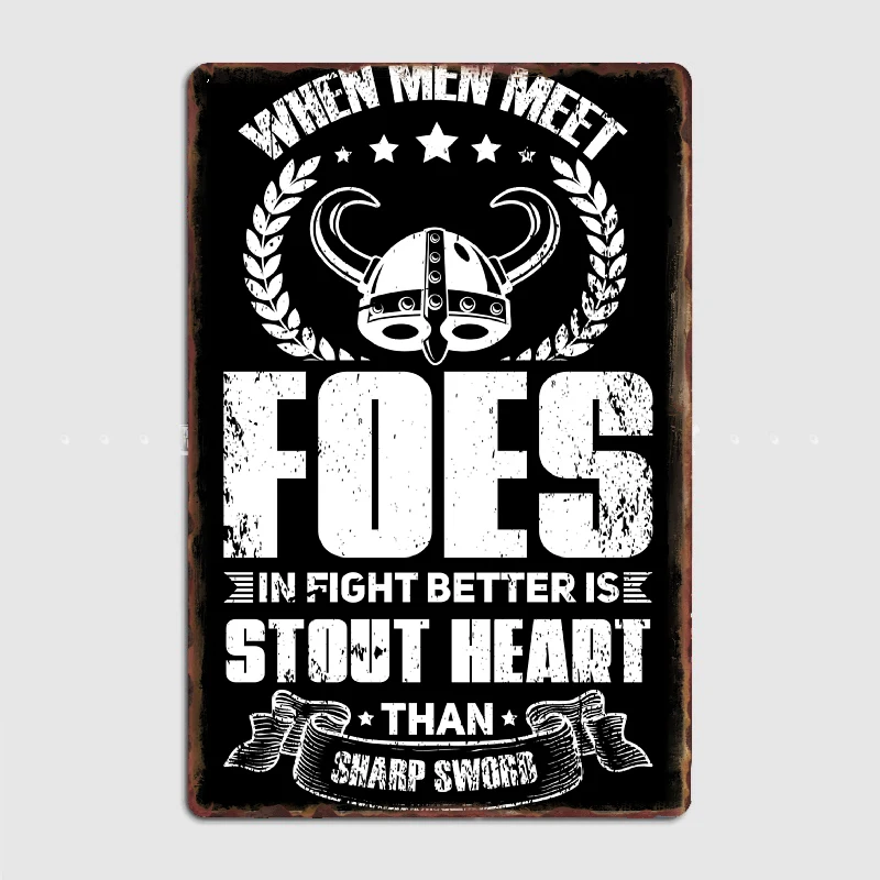 

Norse Mythology Viking Workout Stout Heart Metal Sign Wall Mural Home Custom Wall Plaque Tin Sign Posters Room Decoration