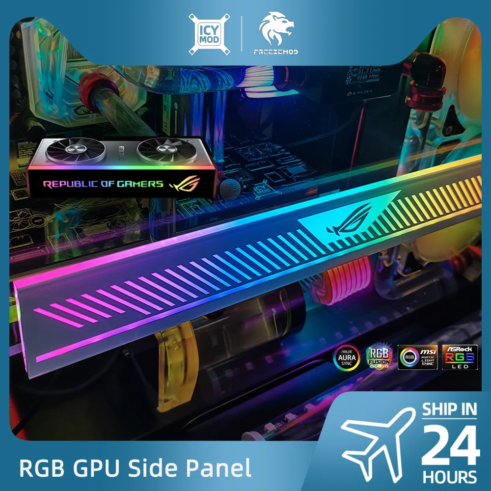 Rgb gpu painel lateral customizável A-RGB vga decoração placa de vídeo capa personalizar 5v3pin/12v4pin aura pc mod caso do pc rtx gtx