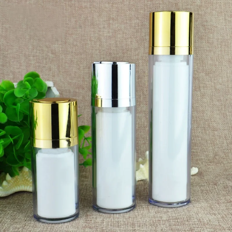 Вращающаяся безвоздушная бутылка 30 мл с золотым/серебряным насосом для