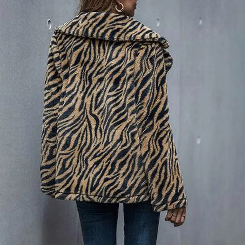 2023 New Autumn and Winter Zipper Jacket Casual Wear Latest Coat Fashion Women's Top Tiger Print Long Sleeve Lapel Stand Collar