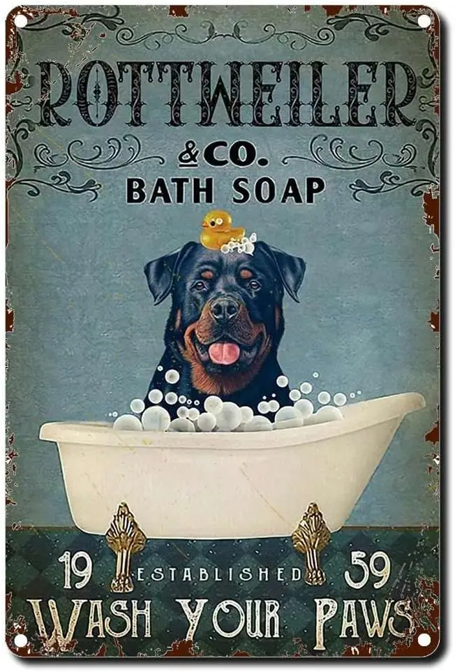 Tn Sgn Rottweler Bth Sops Wsh Your Pws Dog Love Broom Decor Funny Lovers Home Ktchen Br Room Grge Cfe Outdoo