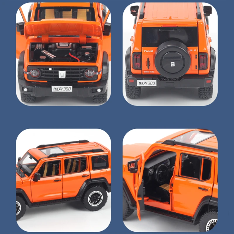 Новинка 1:24 Jeeps Wrangler Танк 300 Модель автомобиля из сплава литой металлический