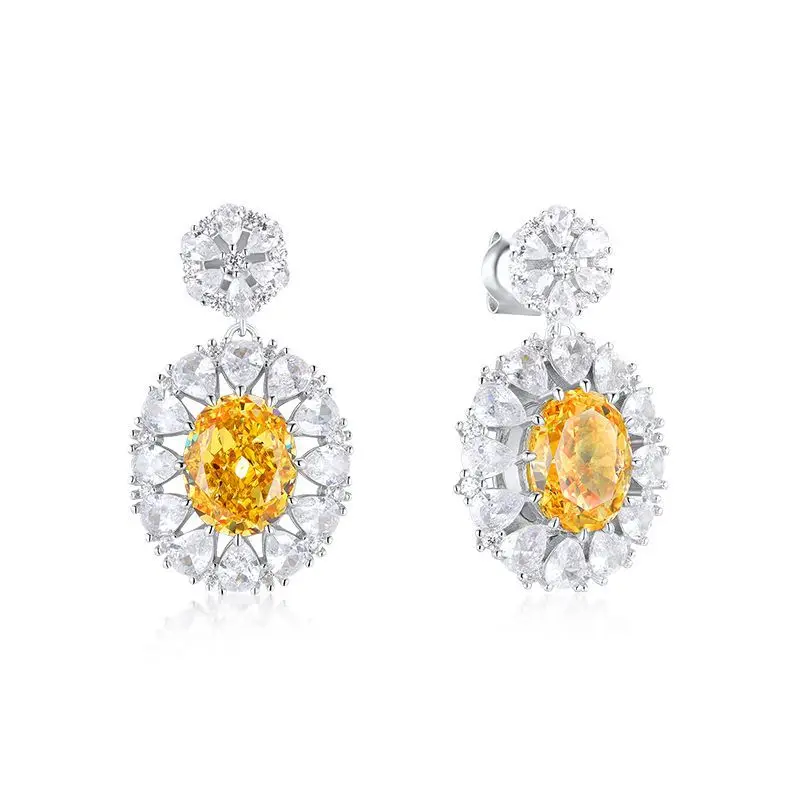 Новые серьги из чистого серебра S925 13 карат в форме яйца 8*10, европейские и американские ретро-серьги Ins, роскошные серьги с бриллиантами, свадебные украшения (art.: 3920d179bd861) - 3920d179bd861