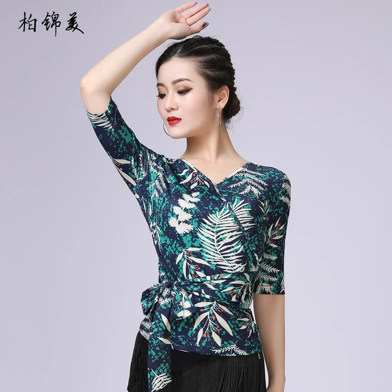 Топ женский для латиноамериканских танцев одежда взрослых с рукавом средней