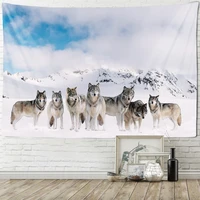 cosmic wolf holy animals tapestry decoration wall hanging lion wolf tiger pattern background wall tapestry home textile