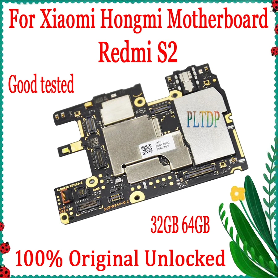 

100% Tested 32GB/64GB For RedMi S2 HongMi S2 Motherboard Original Unlocked With Android system Logic Board Good Woking