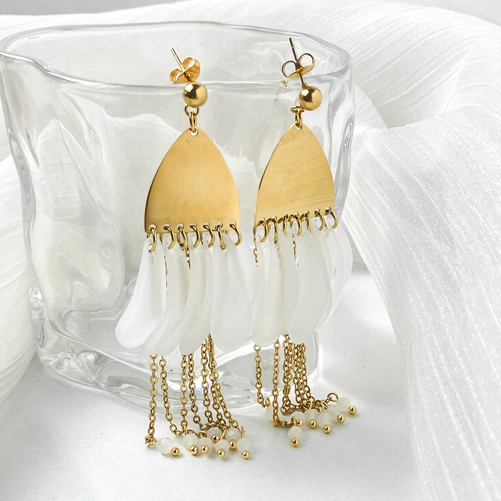 1 пара стильных женских серег из нержавеющей стали с кисточками в виде медузы и