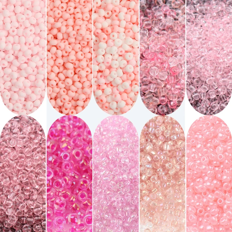 

3mm 10g Pink Series Matte Glass Seed Beads Transparent Microcolor Czech Loose Bead Charm for DIY Jewelry Making Accessories