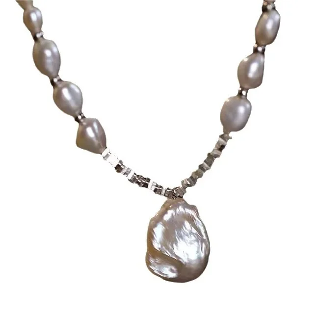 Высококачественное жемчужное ожерелье FeelNicheins в стиле барокко с посеребренным