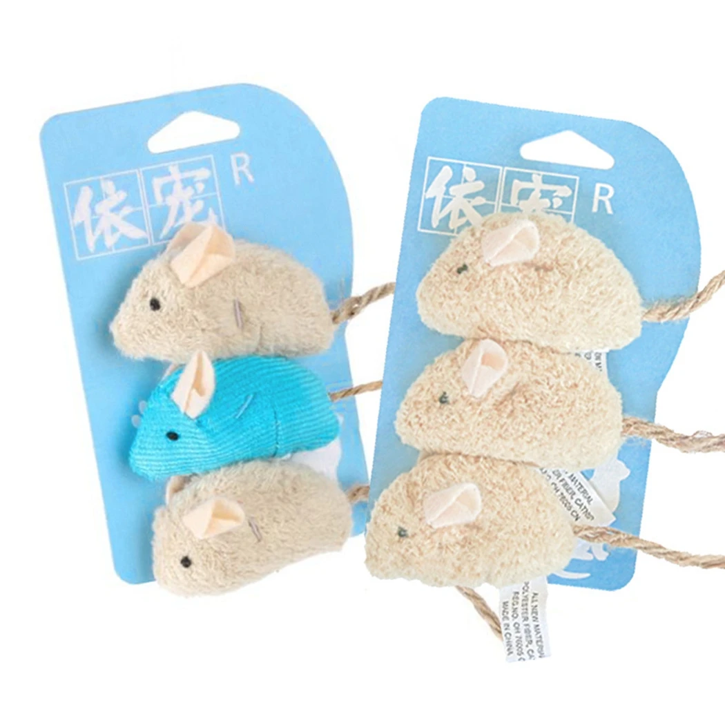 

3pcs New Plush Simulation Mouse Cat Toy Plush Mouse Cat Scratch Bite Resistance Interactive Mouse Toy Playing Toy For Cat Kitten