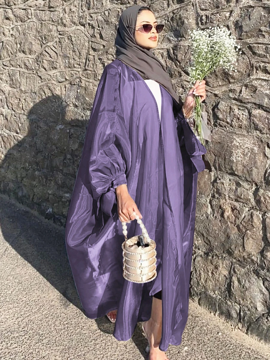 Летнее кимоно Abaya с пышными рукавами прозрачные наряды из органзы одежда Дубай