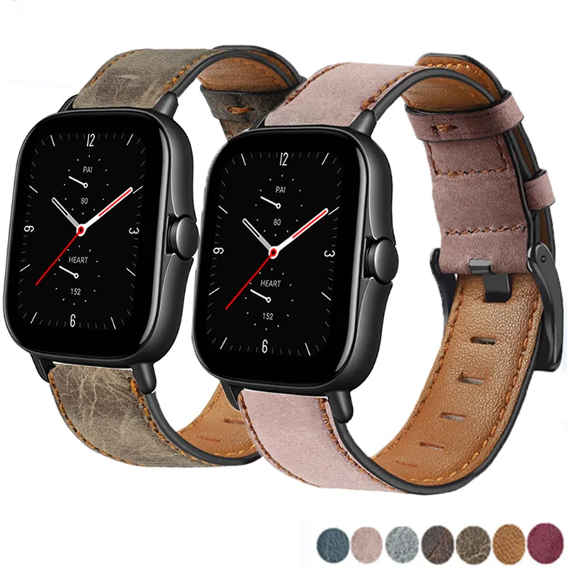 

20mm/22mm Leather band For Amazfit GTS 4/3/2/2e/GTS2 Mini/GTR 4/3 pro/GTR2/2e/stratos 2/3 Sport Watch Bracelet Amazfit bip strap