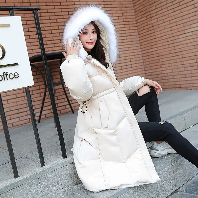Down Jacket Womens 2022 New Winter Clothes Fur Collar Long Over Knee White Duck Down Coat Women Casual Fashion Versatile Parkas