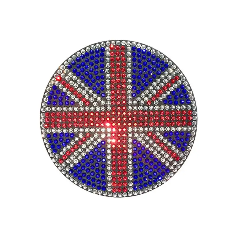 

Car Cup Coasters Cute Auto Coasters Shockproof Coasters With Rhinestones Union Flag Design Isolate Stains For Car Truck Vehicle