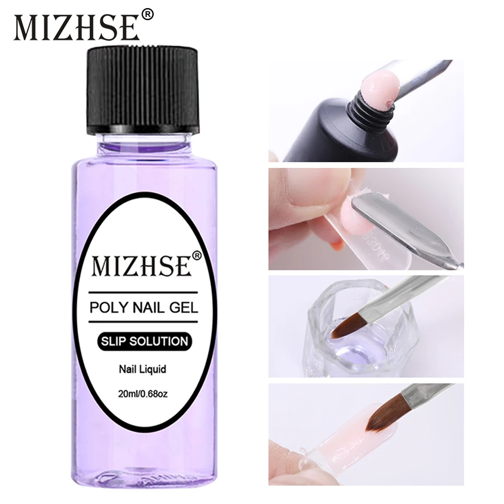 

MIZHSE 20ml Poly Polish Gel Liquid Slip Solution Quick Building Gel Nails Permanent Clear Acrylic Liquid Extension Gel Nail Art