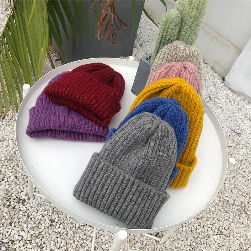 

Зимняя теплая шерстяная шапка для мужчин и женщин, подходящая ко всему Корейская вязаная шапка, утепленная уличная Лыжная шапка, облегающая шапка для отдыха