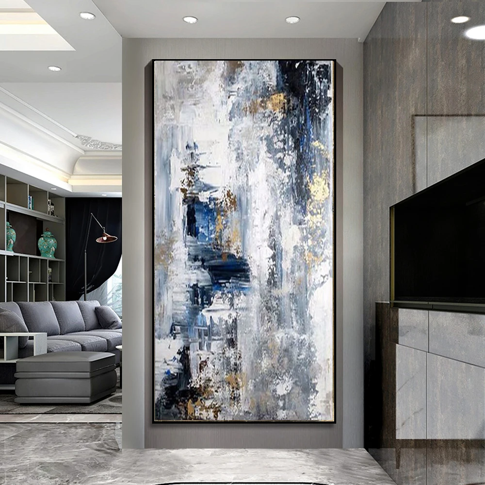 Новые абстрактные больших размеров 100% ручная роспись маслом на холсте стены искусства картины для гостиной (по обеим сторонам), украшение для комнаты, выполненные