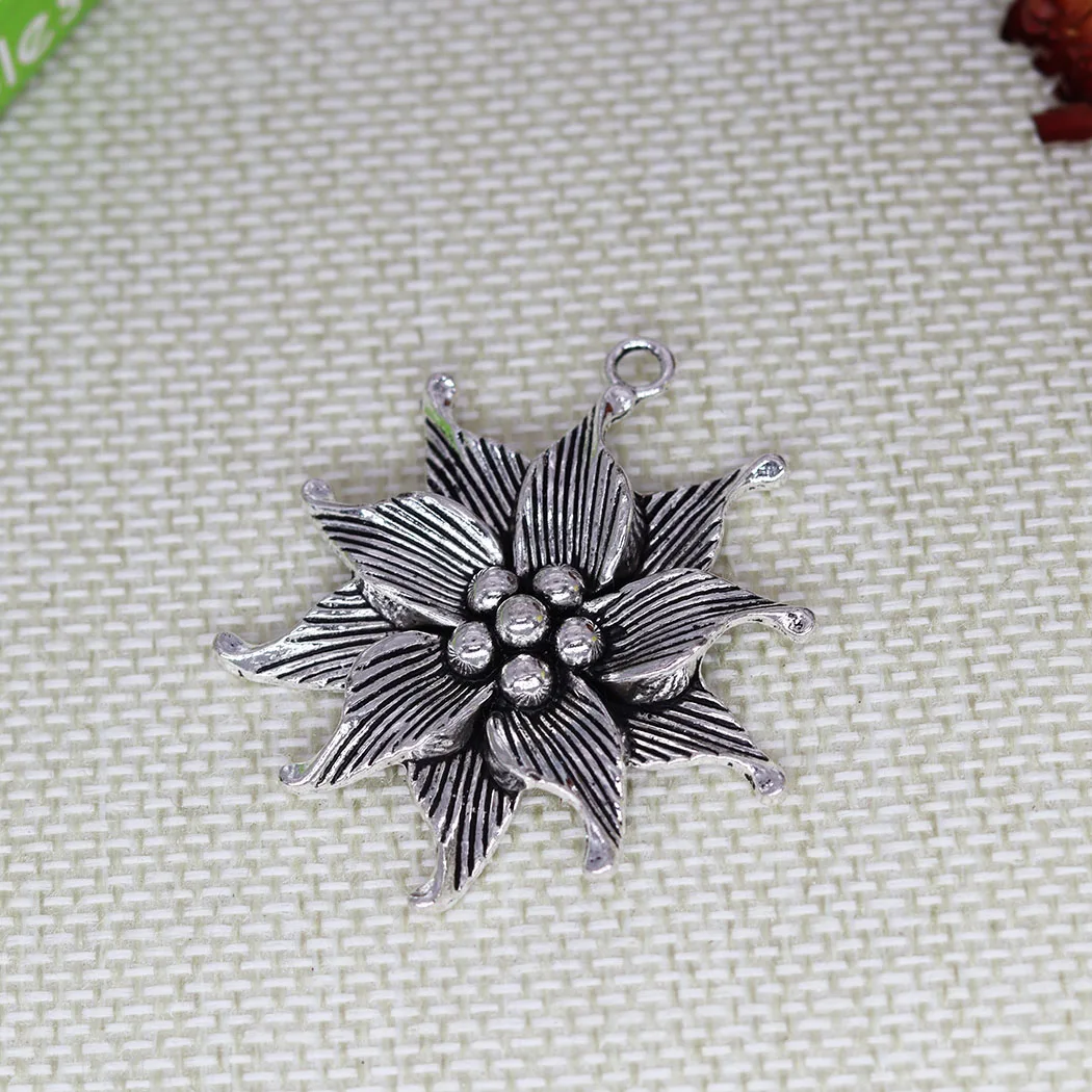 5 шт. 3D Подвески в виде лепестков цветов, античный серебряный цвет, сплав цинка, подвеска для изготовления женских сережек, ожерелья, романтический подарок 50x45 мм