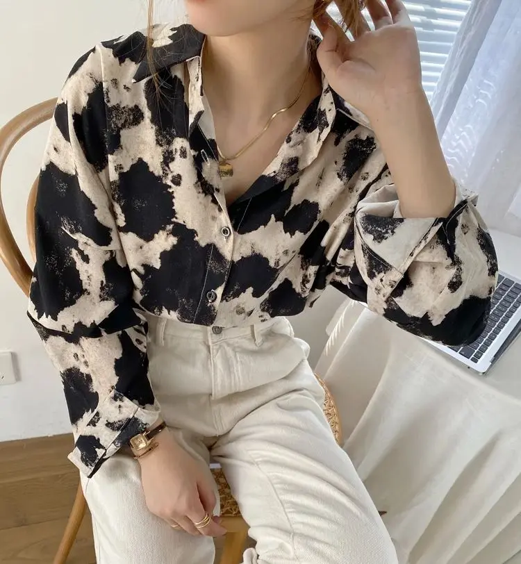 Rope de Mujer camisas с леопардовым принтом женская винтажная рубашка повседневная