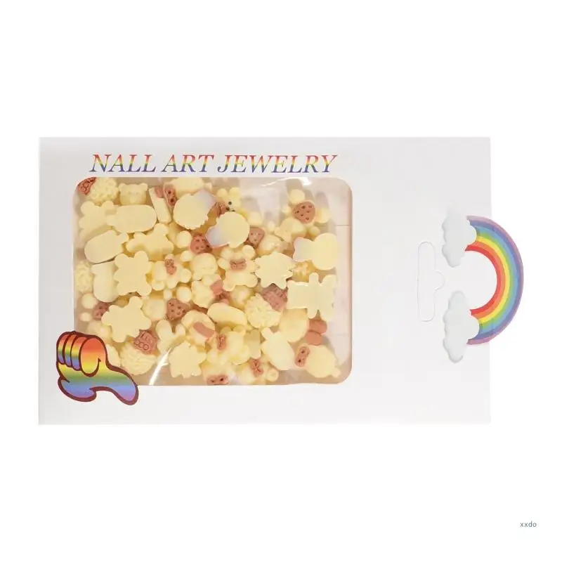 Милые подвески для дизайна ногтей с мороженым шоколадным мишкой украшения из