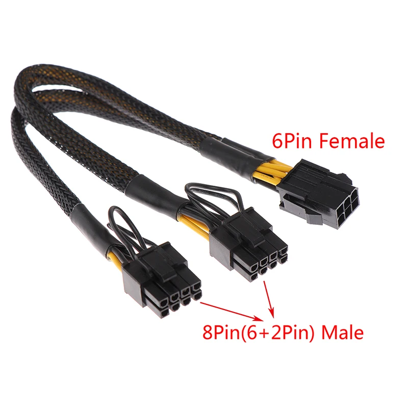 

6-контактный 2 * 8-контактный (6 + 2) контакт для майнинга Molex 6-контактный PCI E до 2 * PCIe 8 (6 + 2) Контактная видеокарта PCI-e VGA разветвитель Кабель питан...