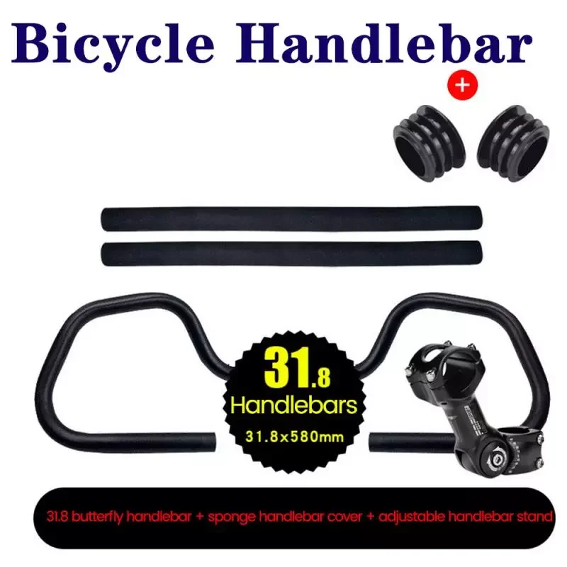 

31.8/25.4 Butterfly Shape Bicycle Handlebar Adjustable Mountain Bike Bend Handlebars Aluminum Alloy Cycling Road Bike Bar
