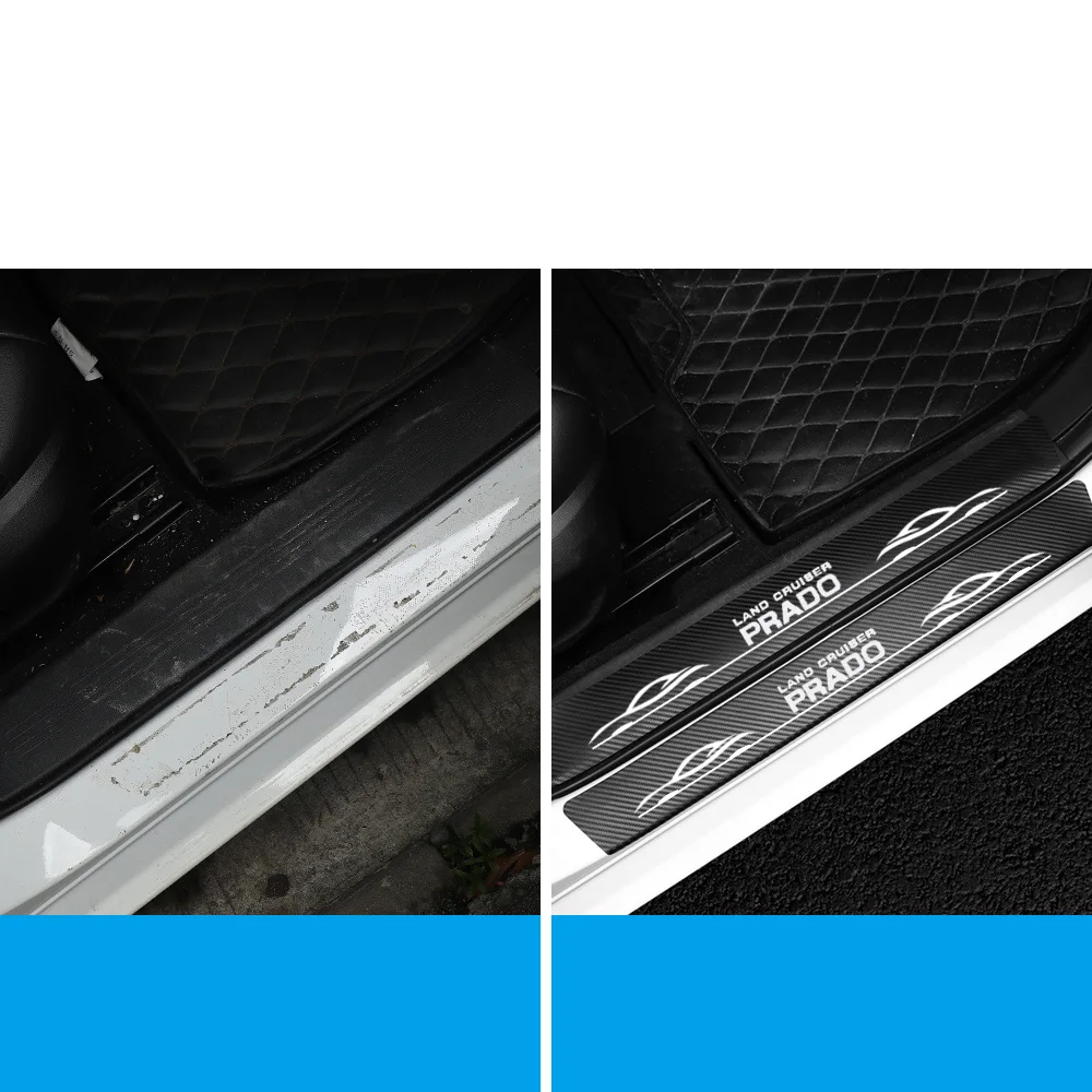 4PCS For Toyota Land Cruiser Prado 120 150 Carbon Fiber Anti Scratch Scuff Pedal Car Door Sill Protector Stickers Accessories - купить по