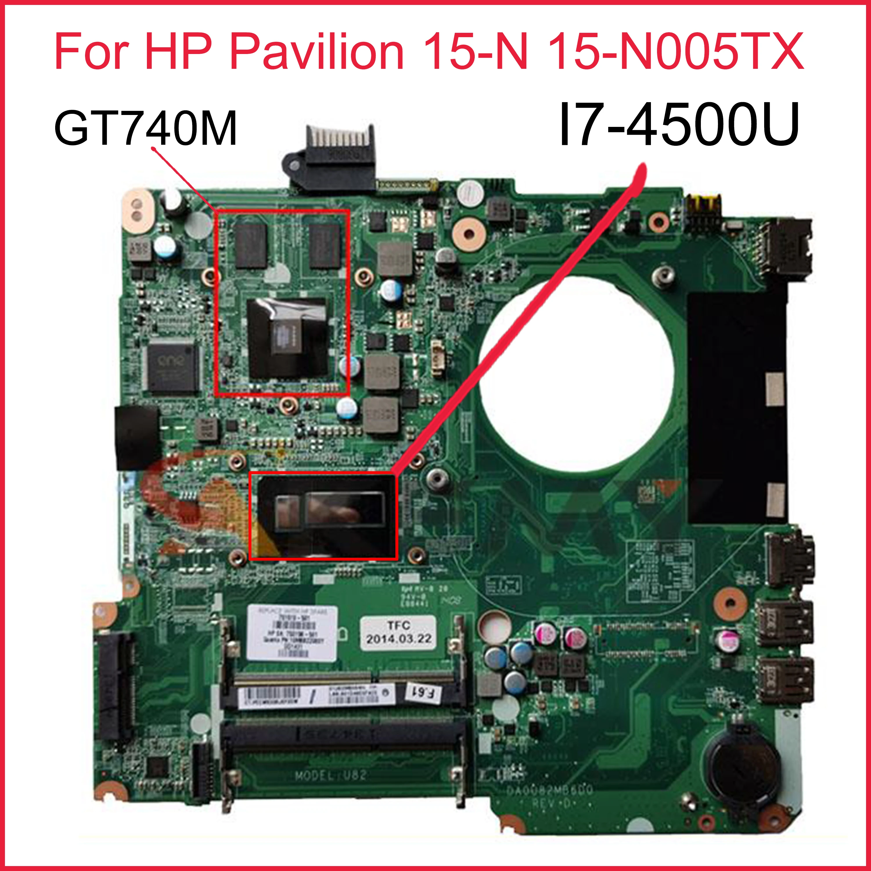 

Материнская плата для ноутбука HP Pavilion 15-N 15-N005TX 15'6 GT740M материнская плата для ноутбука DA0U82MB6D0 SR16Z I7-4500U