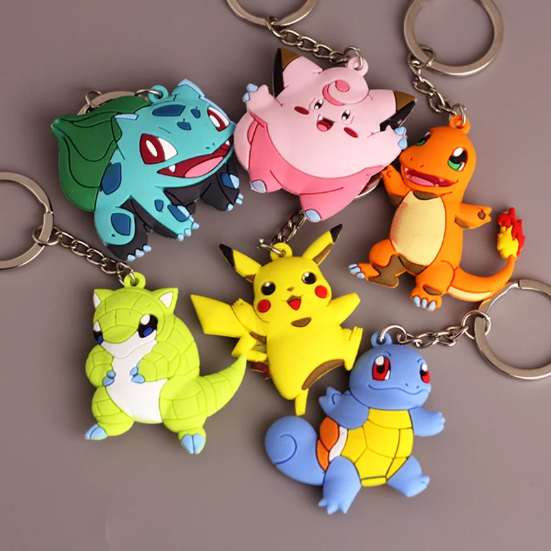 

TAKARA TOMY Cartoon Key Management Pokemon Go Cute Pikachu Squirtle Keychain Boy And Girl Key Holder Interesting Key Pendant