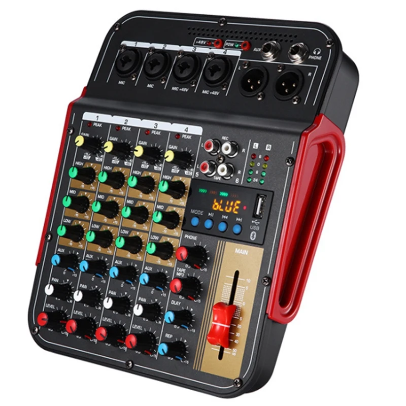 

FX-4U Professional 4-Channel USB Jack Portable Audio Sound Mixer Bluetooth Audio Sound Mixer-US Plug