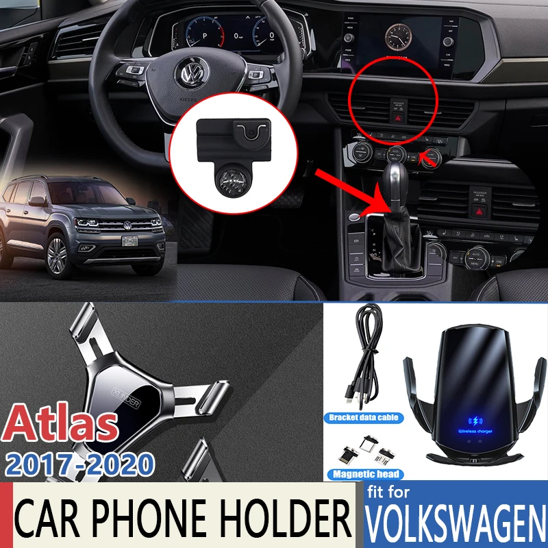 Car Mobile Phone Holder for Volkswagen VW Teramont Atlas 2017 2018 2019 2020 Telephone Bracket Air Vent Accessories for Iphone