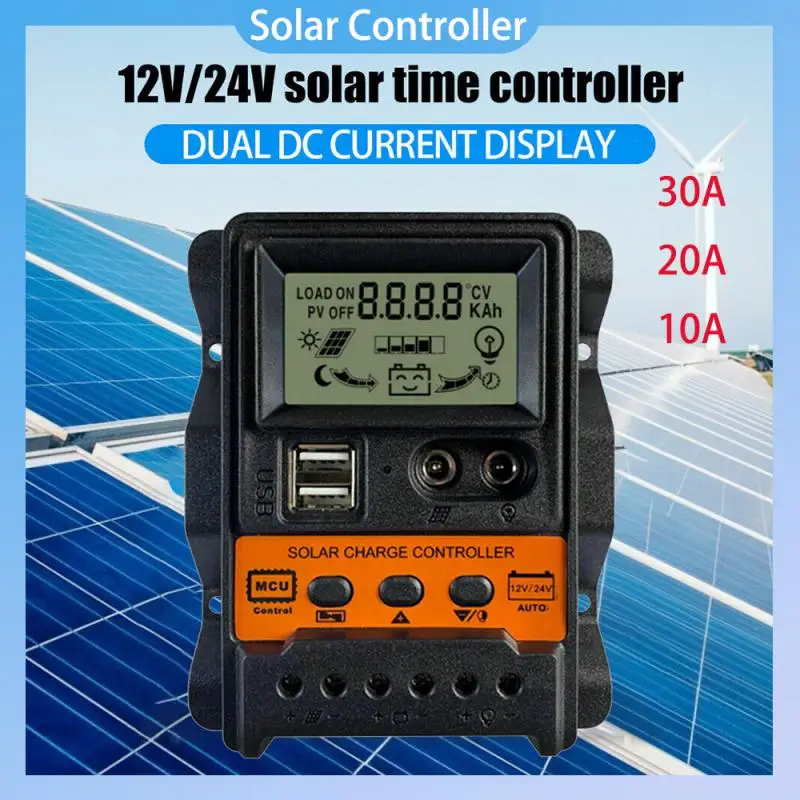 

ШИМ-контроллер заряда солнечной батареи 12 В, 24 В, 30 А, 20 А, 10 А, солнечные контроллеры, регулятор батареи солнечной панели, двойной постоянный ...