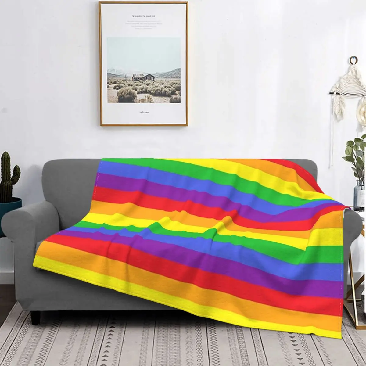

Rainbow Blankets Coral Fleece Plush Spring Autumn Vertical Line Pattern Portable Warm Throw Blankets for Bedding Couch Bedspread